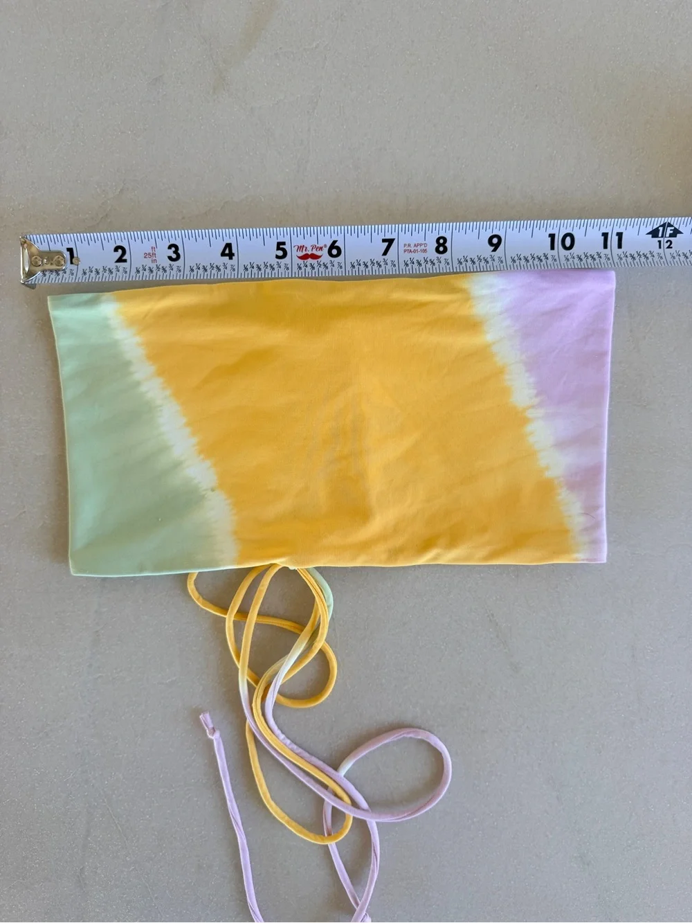 L*Space Beach Wave Bandeau Bikini Top Diagonal Sunburst Tie Dye Pastel Size L
